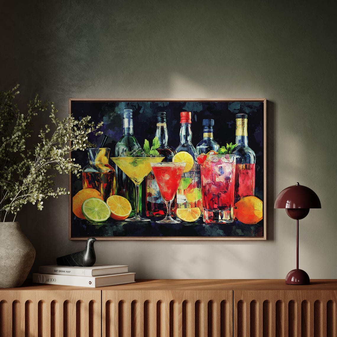 Colorful Cocktail Drinks Citrus Liquor Bottles Modern Bar Poster - Image 5