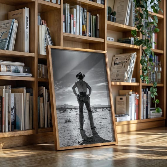 Lone Cowboy Standoff Western Desert Art