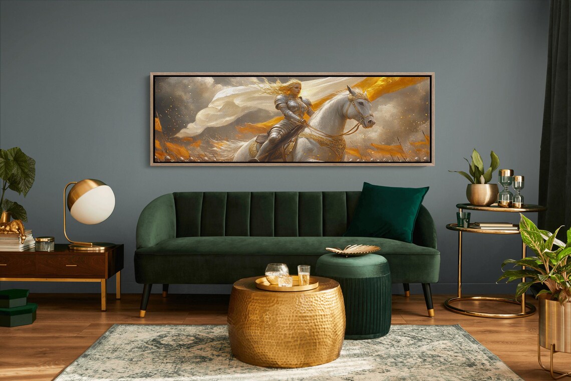 Heroic Female Knight On White Horse Epic Fantasy Battle Art Poster - Image 4