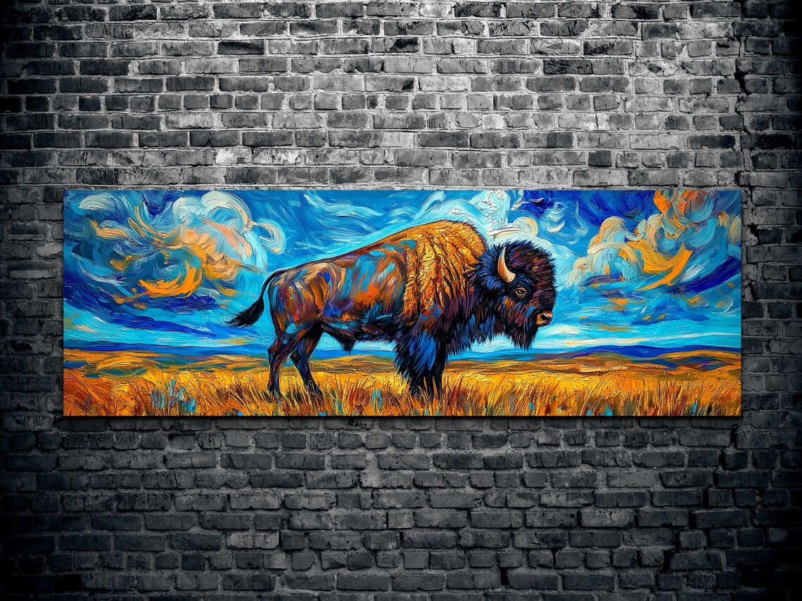 Panoramic Bison Buffalo Landscape Art Print - Image 2