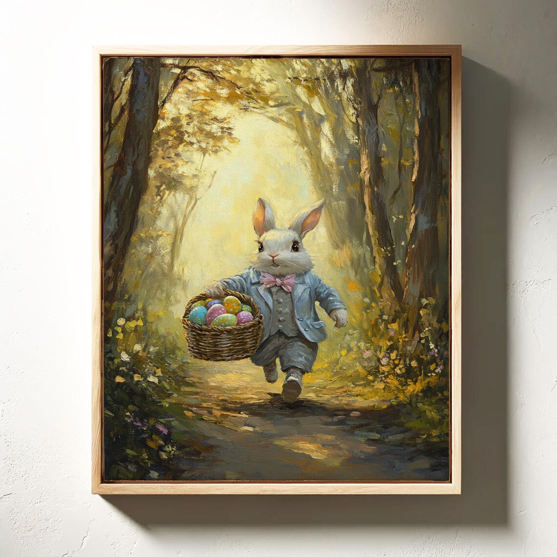 Easter Bunny With Egg Basket, Rustic Spring Art Print - Image 6