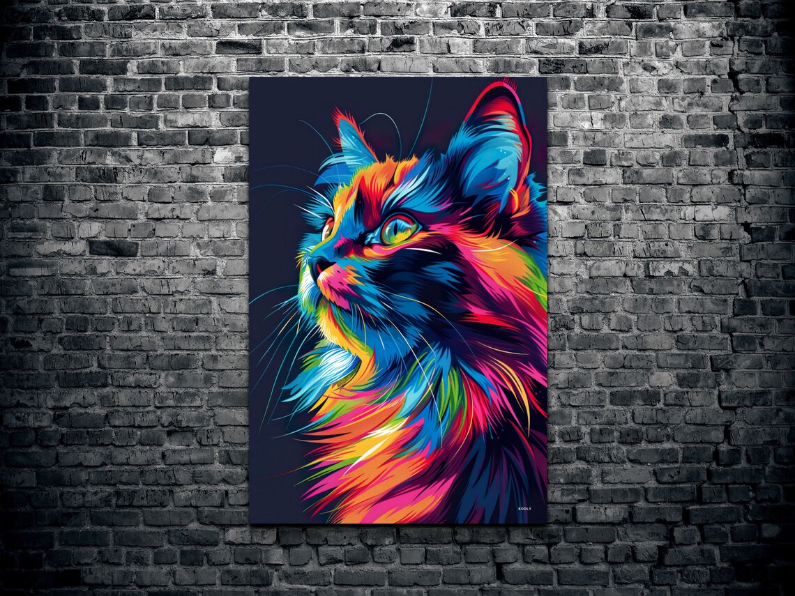 Siberian Cat Portrait Art Print, Animal Decor - Image 2