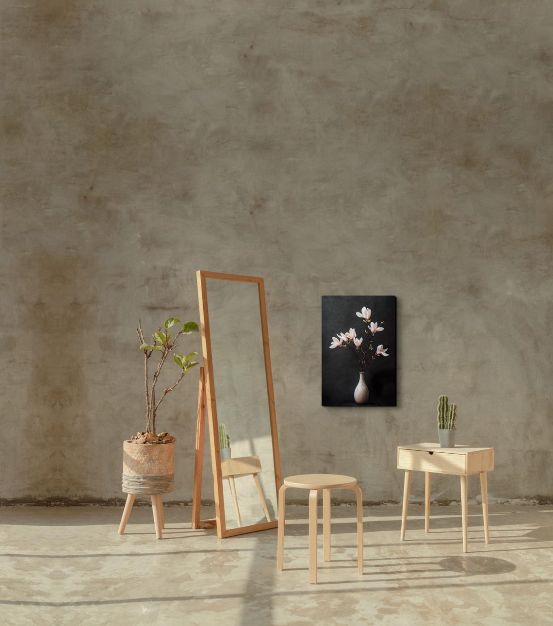 White Magnolia Blossom Vase Dark Background Botanical Poster - Image 4