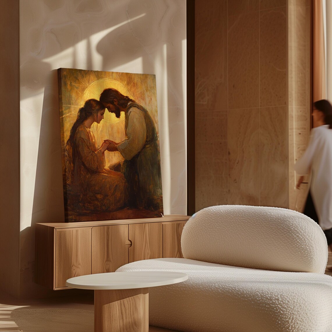 Jesus and a Woman in Tender Prayer With Foreheads Touching Poster - Image 7