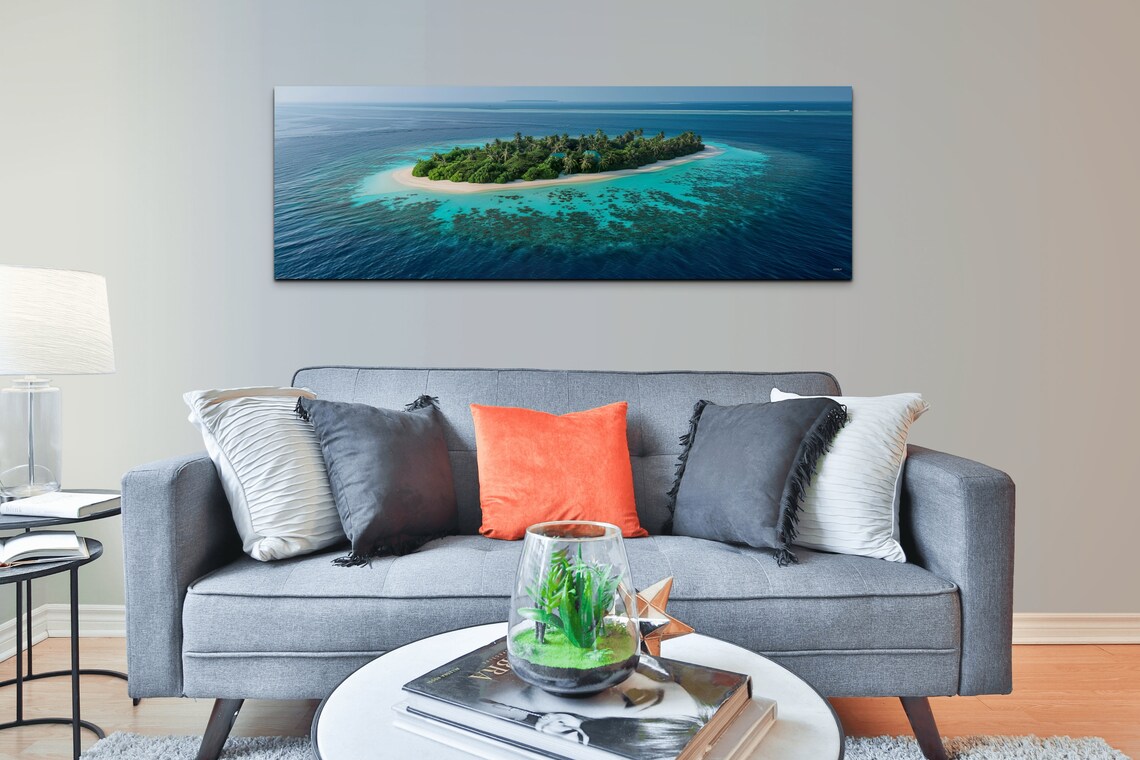 Tropical Island Aerial Turquoise Lagoon Paradise Beach Panoramic Print - Image 5