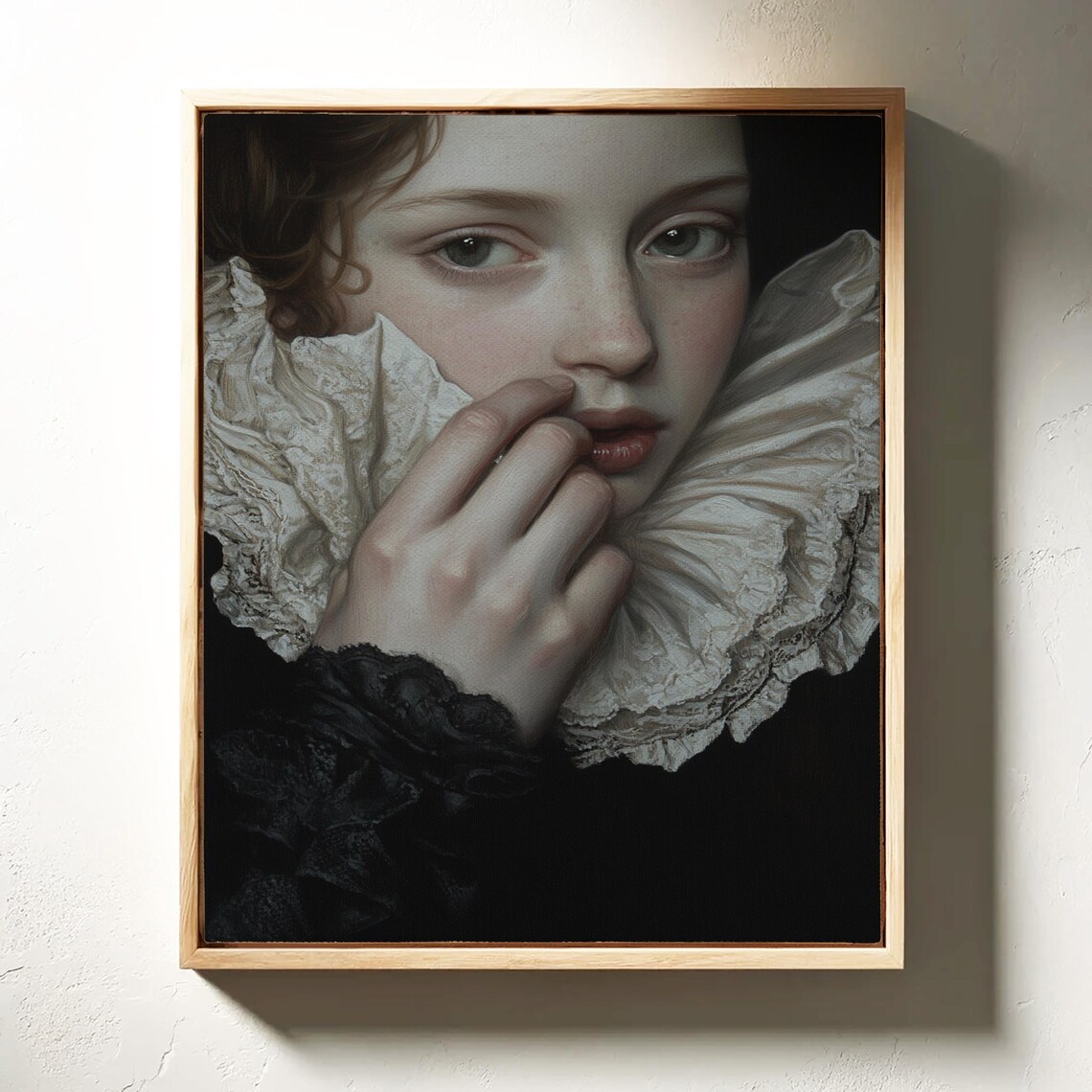 Gothic Beauty With Ruffled Collar Green Eyes Dark Portrait Poster - Image 4
