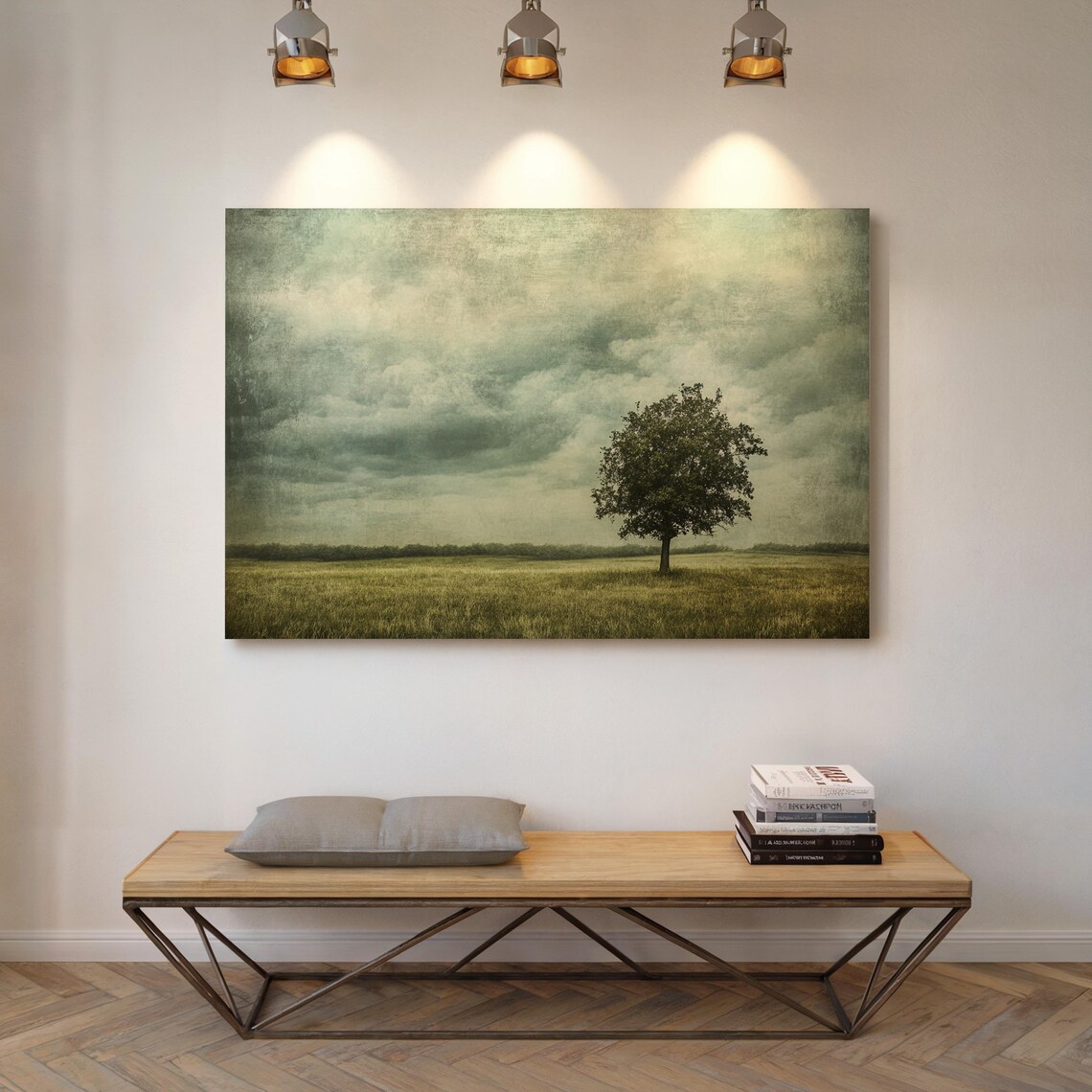 Serene Tree, Rustic Lone Tree Landscape Art Print - Image 4