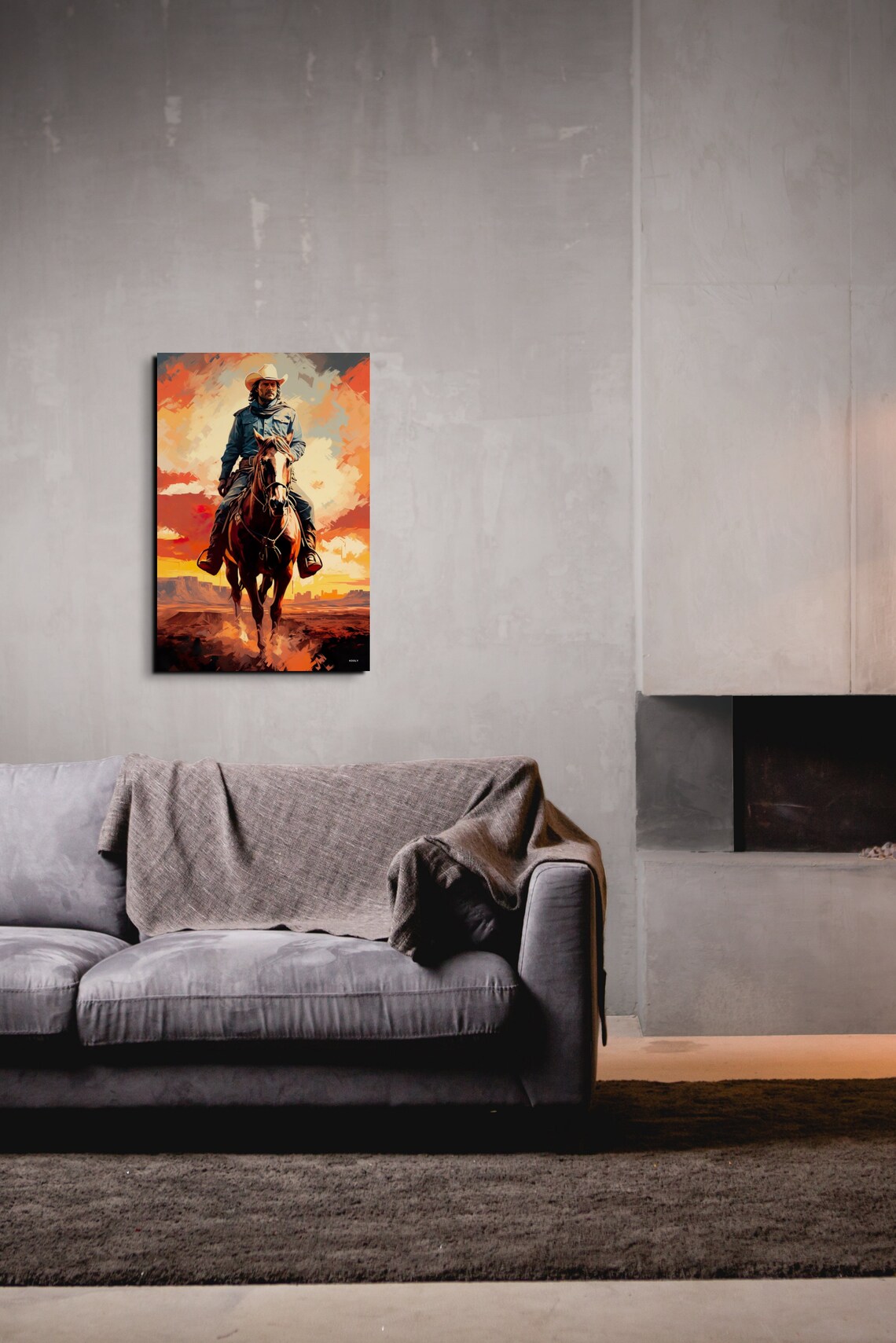 Cowboy Riding Into The Sunset, Southwestern Art Print - Image 7
