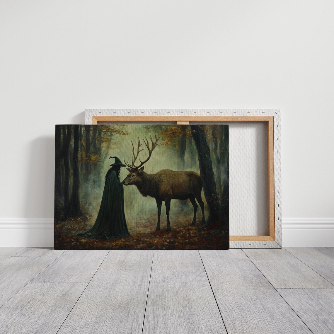Witch Stag Dark Forest Autumn Mystical Enchanted Fantasy Art Poster - Image 7