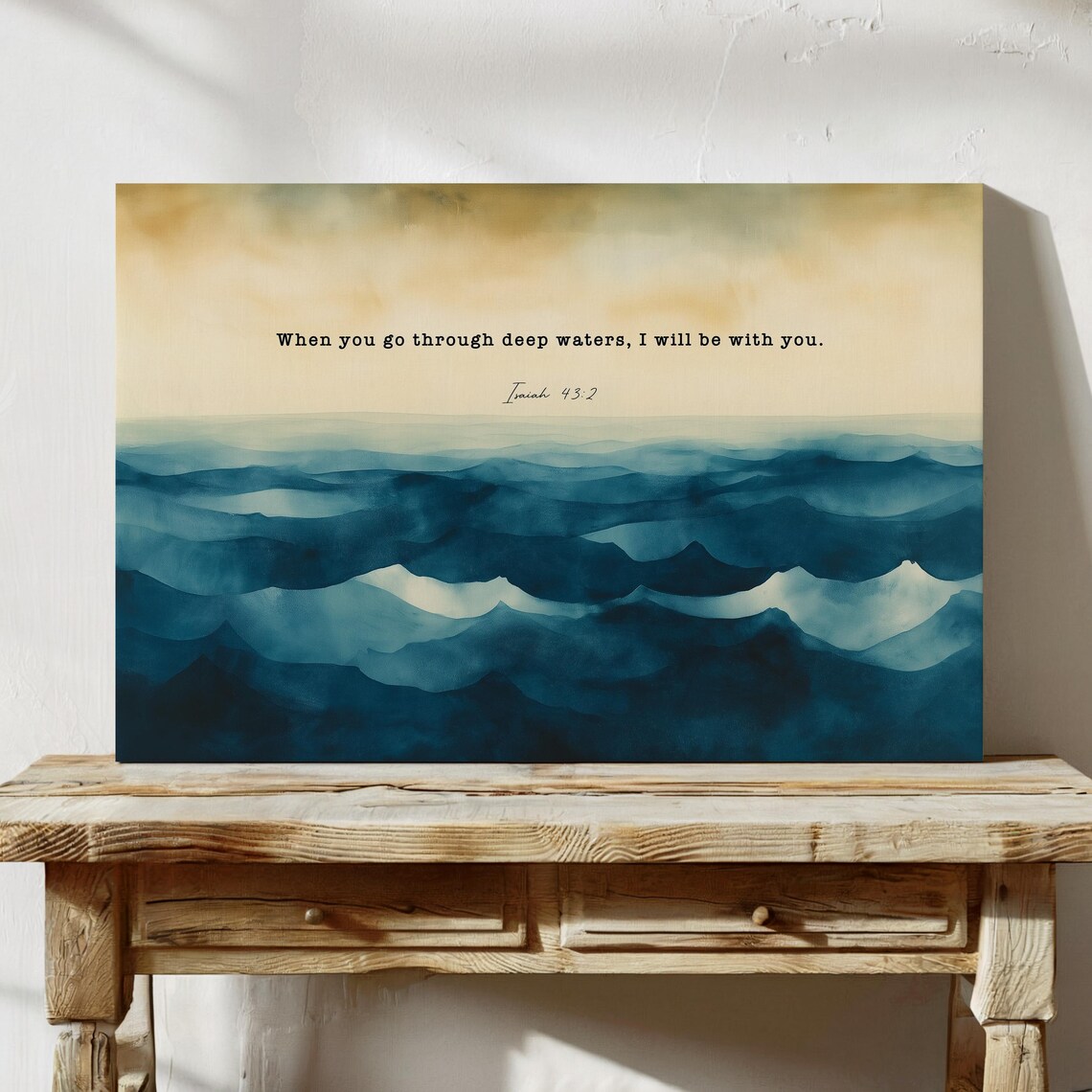When You Go Through Deep Waters, Isaiah 43:2 Watercolor