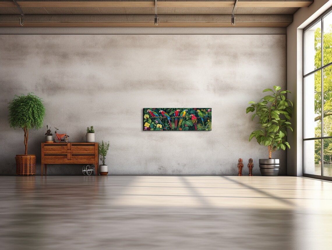 Panoramic Rainforest Scene With Parrots Art Print - Image 7