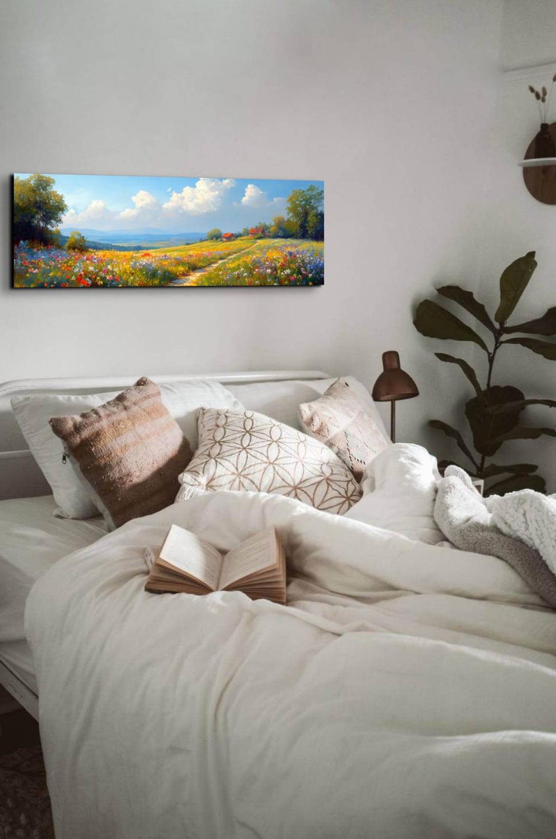 Red Barn Beyond Wildflower Field Country Lane Summer Day Poster - Image 7