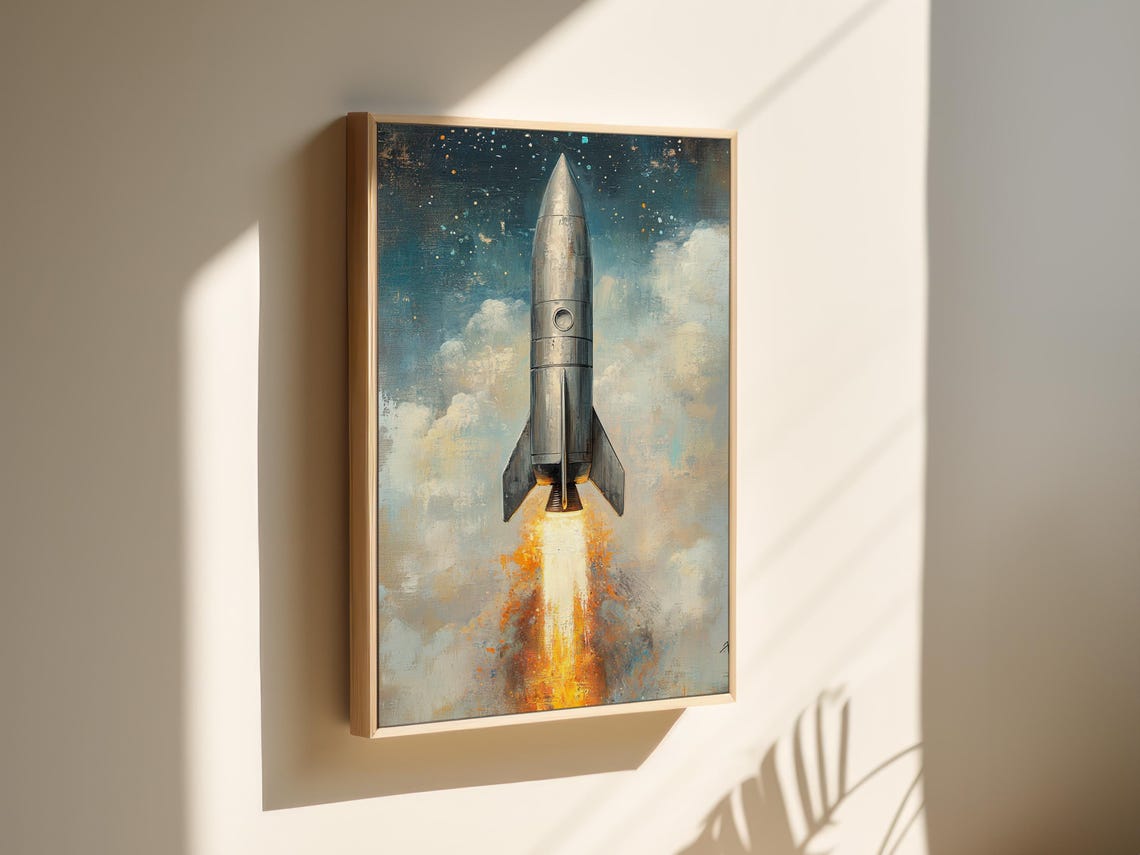 Vintage Retro Rocket Launch Mid Century Space Exploration Poster - Image 4