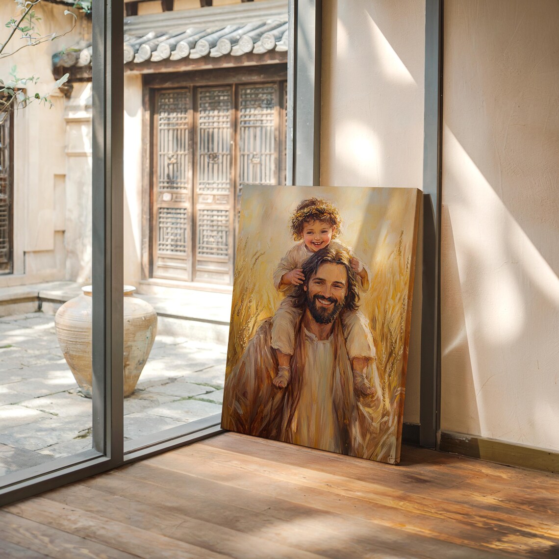 Jesus With Child On Shoulders, Christian Faith Art - Image 4