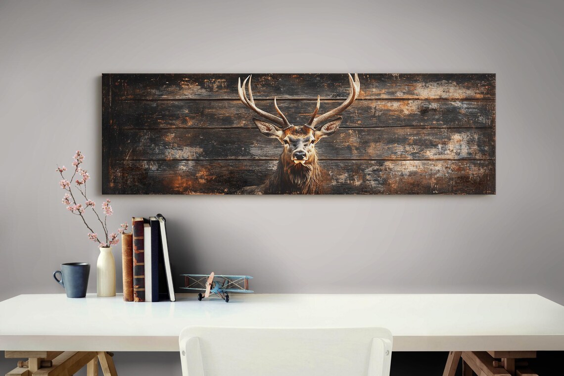 Rustic Buck Art Print, Lodge and Cabin Decor - Image 4