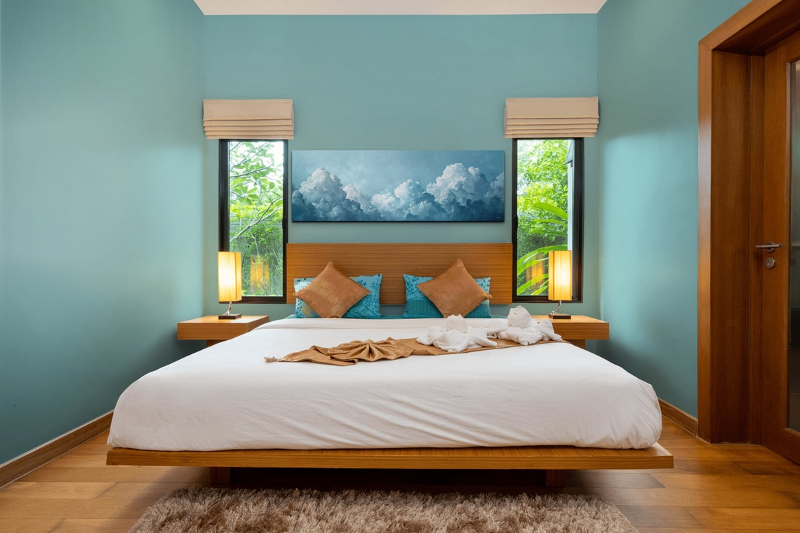 Panoramic Cloudy Blue Sky Cumulus Clouds Calm Landscape Wall Art - Image 7