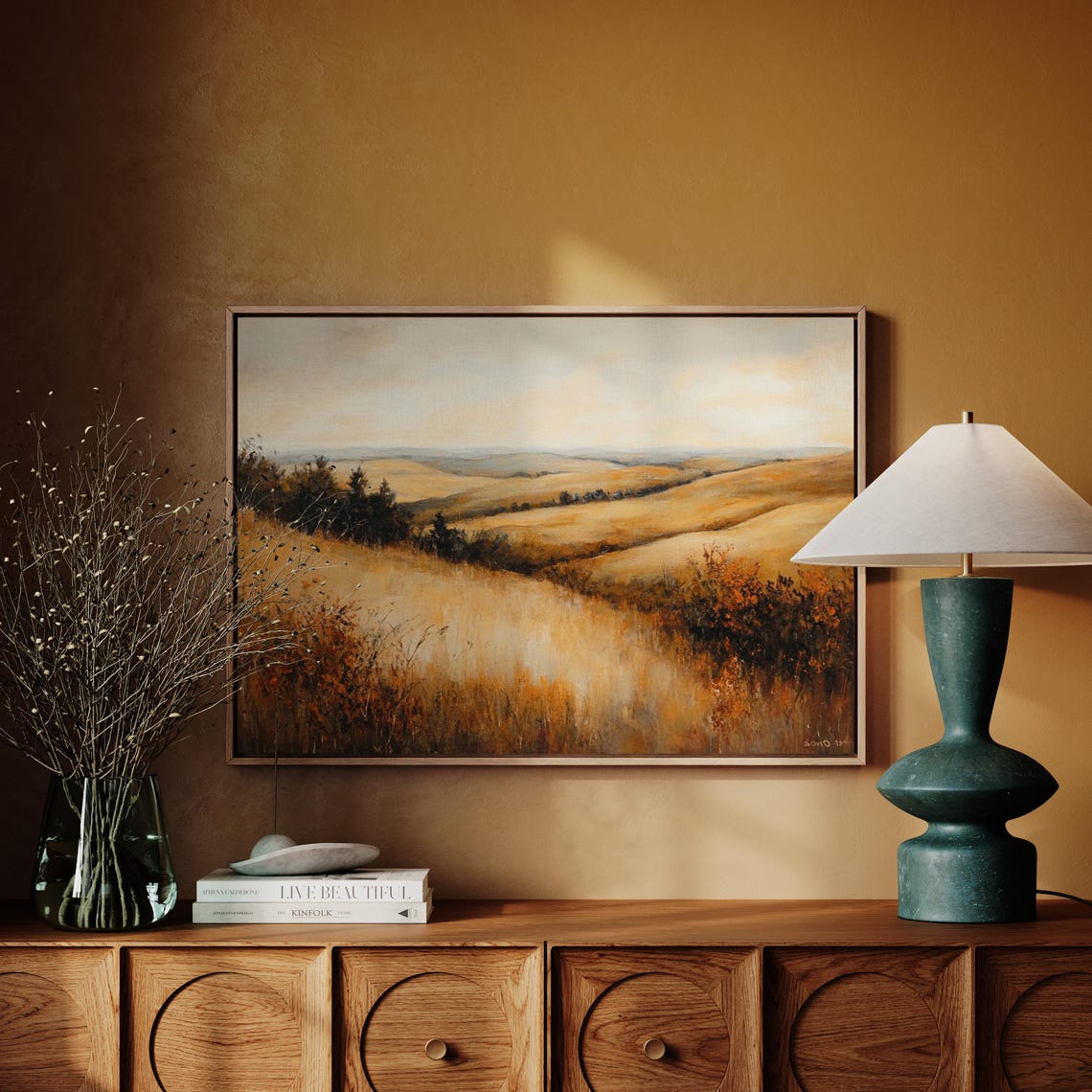 Golden Autumn Rolling Hills Fall Countryside Landscape Wall Art - Image 4