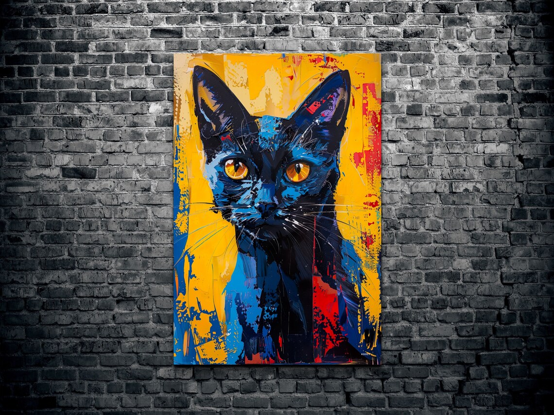 Russian Blue Cat Portrait, Cat Decor Centerpiece - Image 2