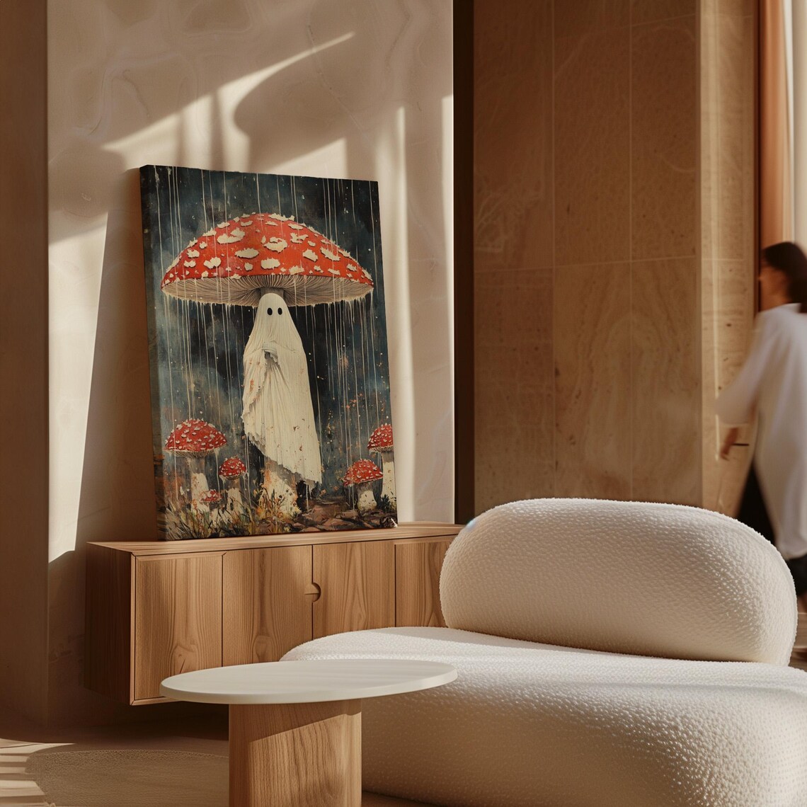 Whimsical Ghost Under Mushroom, Vintage Fantasy Art Print - Image 5