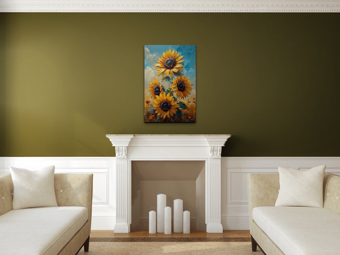 Sunflowers Oil Painting Art Print, Farmhouse Decor - Image 5
