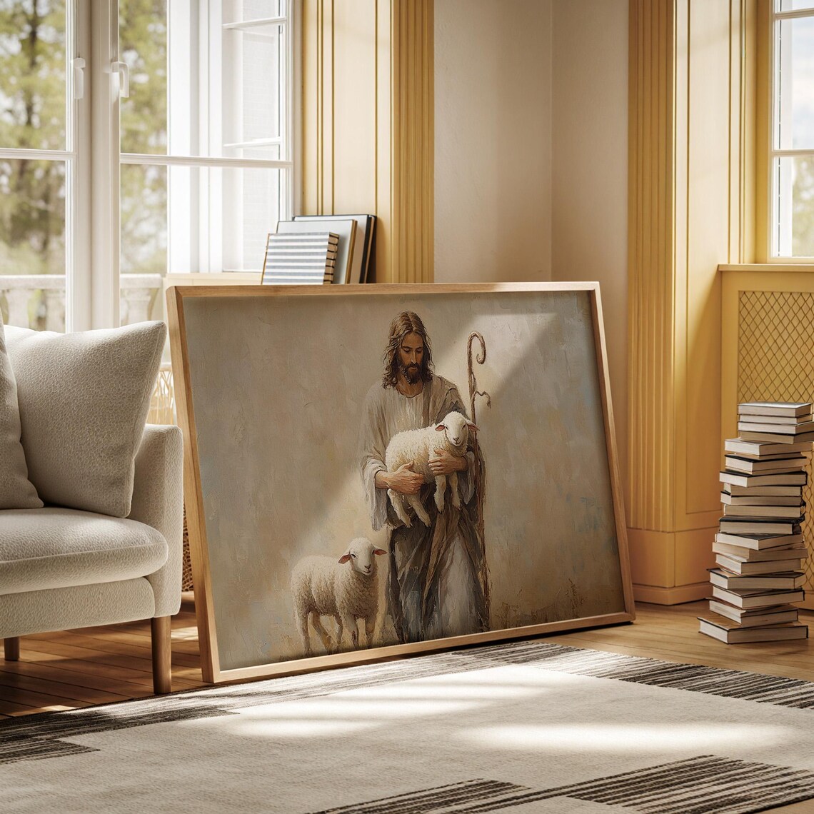 Jesus Carrying A Lamb Christian Shepherd Art Print - Image 5