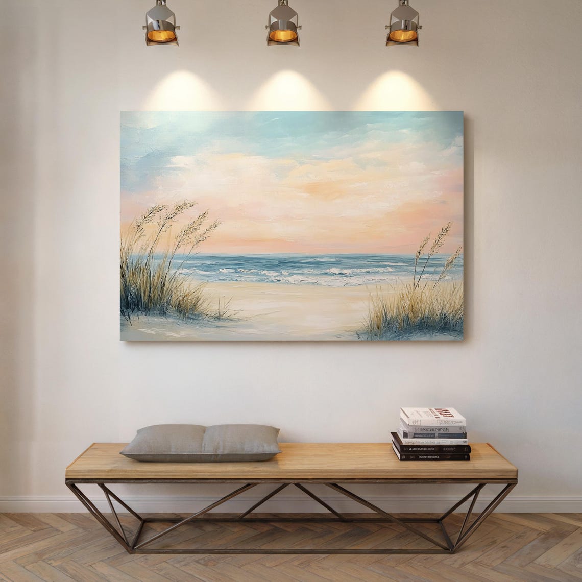 Coastal Sunrise Beach Sea Grass Waves Soft Morning Ocean Art Poster - Image 4