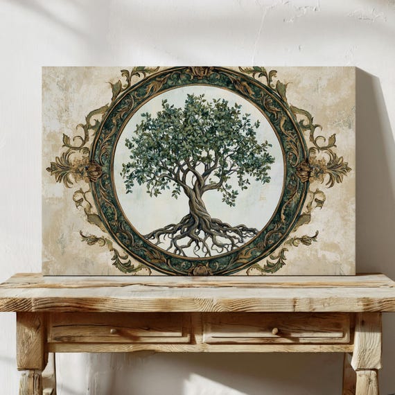 Ornate Tree Of Life Wall Art Intricate Nature Inspired Artwork With Decorative Frame For Elegant Home And Office Decor