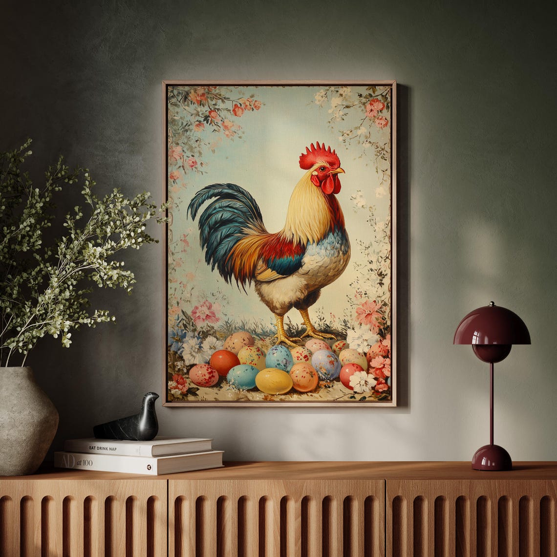 Rustic Rooster Standing Proudly Among Painted Easter Eggs Poster - Image 7