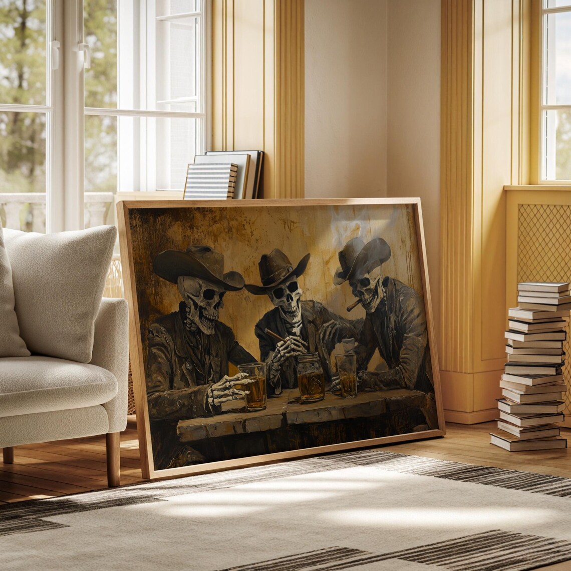 Cowboy Skeletons Whiskey and Cigars Western Gothic Art Print - Image 2