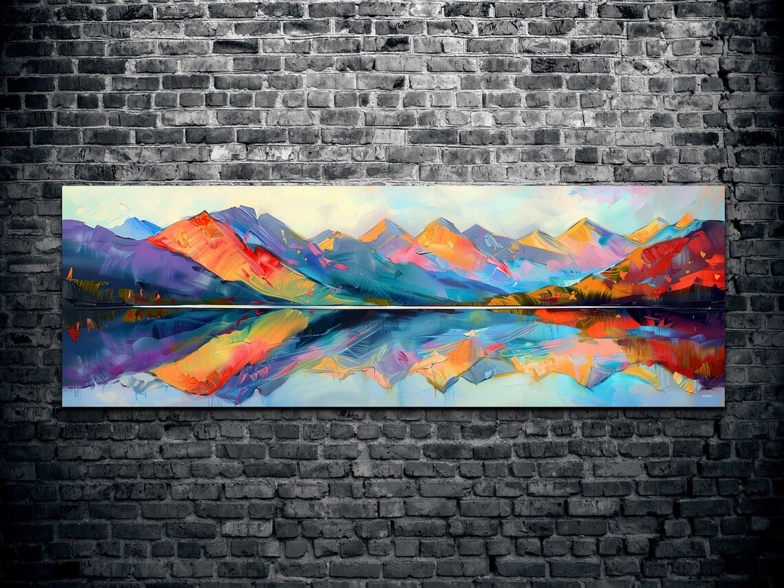 Panoramic Mid Century Modern Mountain Wall Art - Image 2