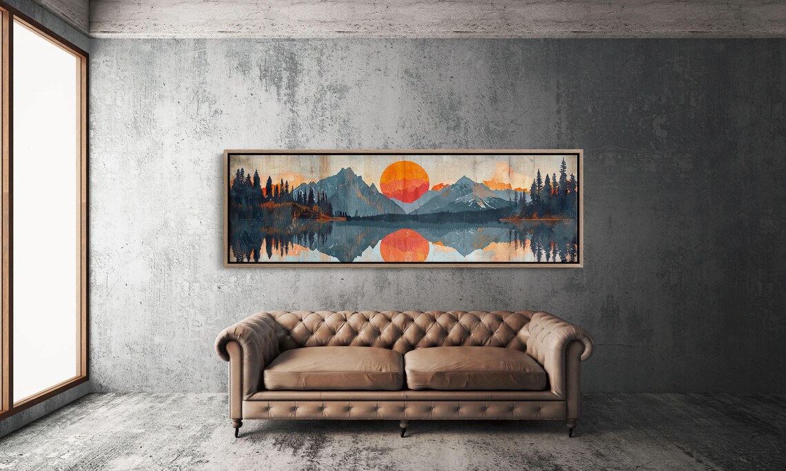 Panoramic Mid Century Modern Mountain Wall Art - Image 4