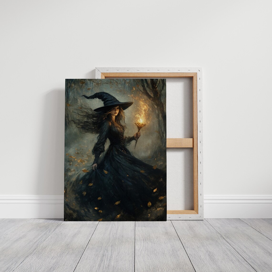 Enchanting Witch Mysterious Dark Forest Scene Art Print - Image 3