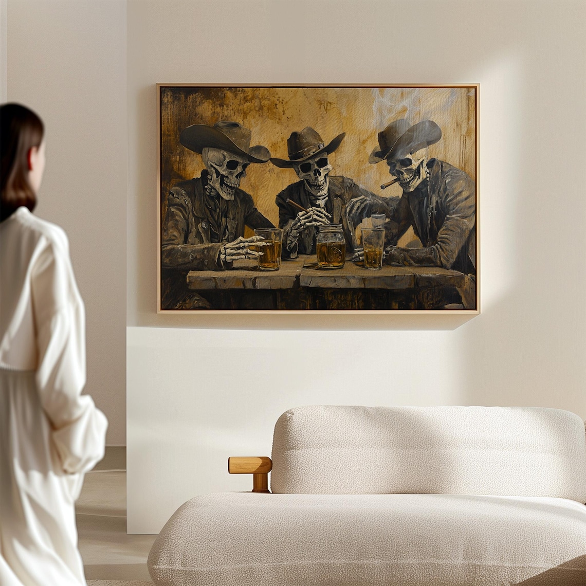 Cowboy Skeletons Whiskey and Cigars Western Gothic Art Print - Image 3