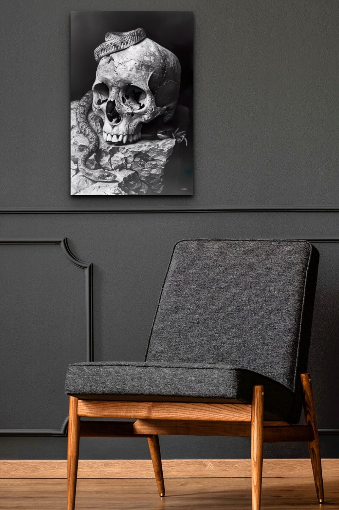Skull Snake Portrait, Gothic Dark Art Print - Image 6