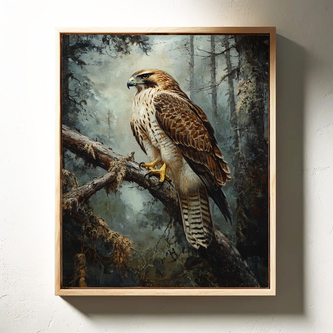 Majestic Hawk Art Print, Rustic Forest Decor - Image 3