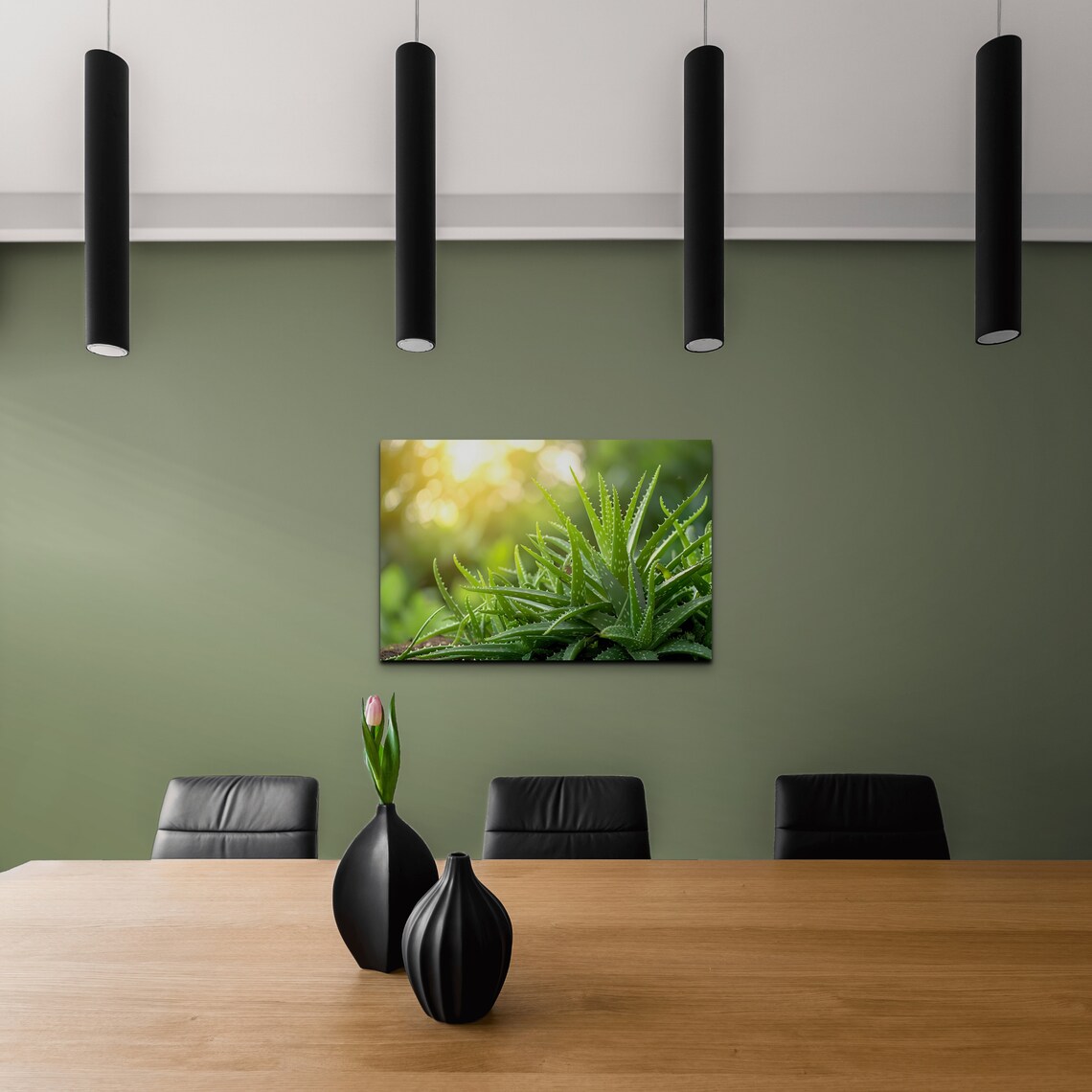 Aloe Vera Plant Sunlit Garden Green Botanical Photography Wall Art - Image 3