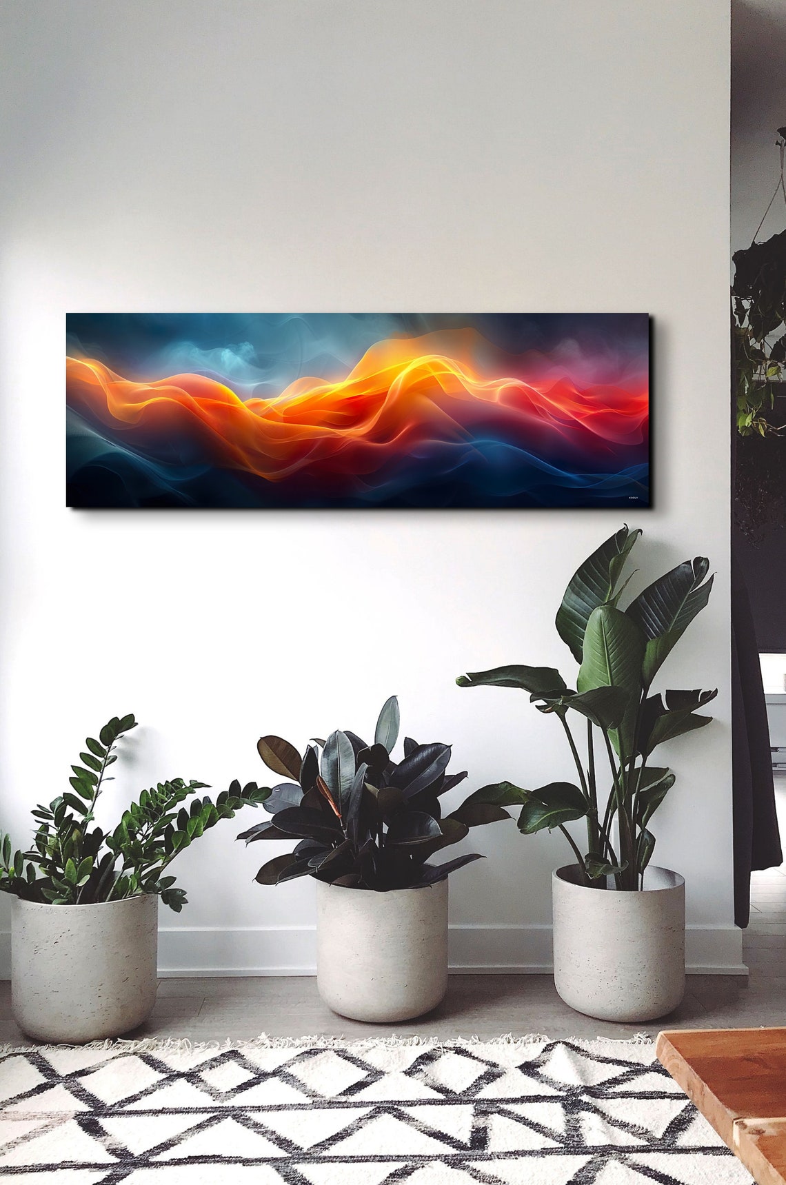 Fiery Orange Smoke Wave Abstract Dark Background Flow Poster - Image 7