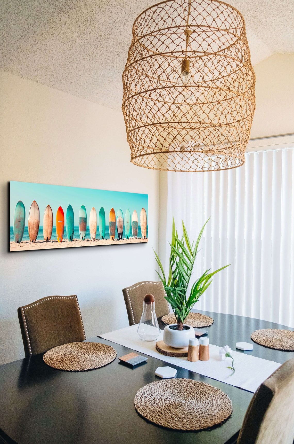 Pastel Color Palette Surfboard Lineup Ready To Hang Panoramic Wall Art Prints Retro Style Surf Art Panoramic Wall Art - Image 4