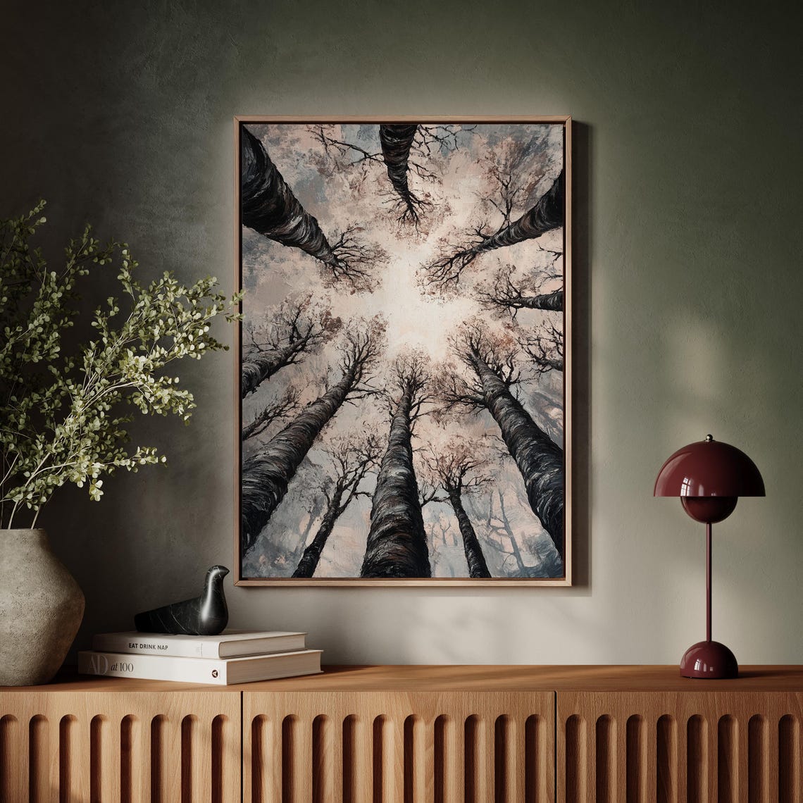 Serene Forest Canopy Looking Up At Winter Birch Trees Poster - Image 7
