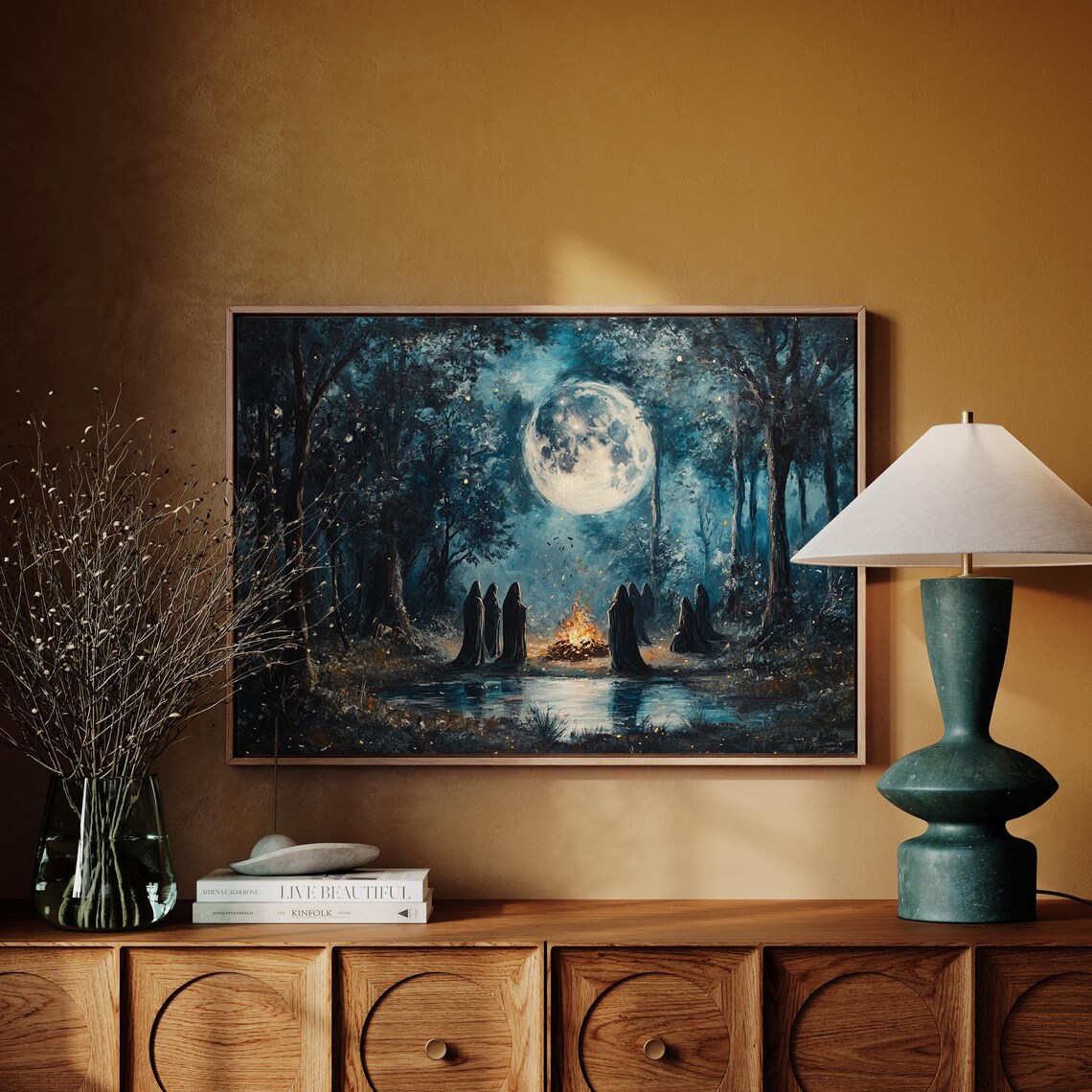 Haunting Moonlit Forest Gathering, Mystical Night Landscape - Image 4