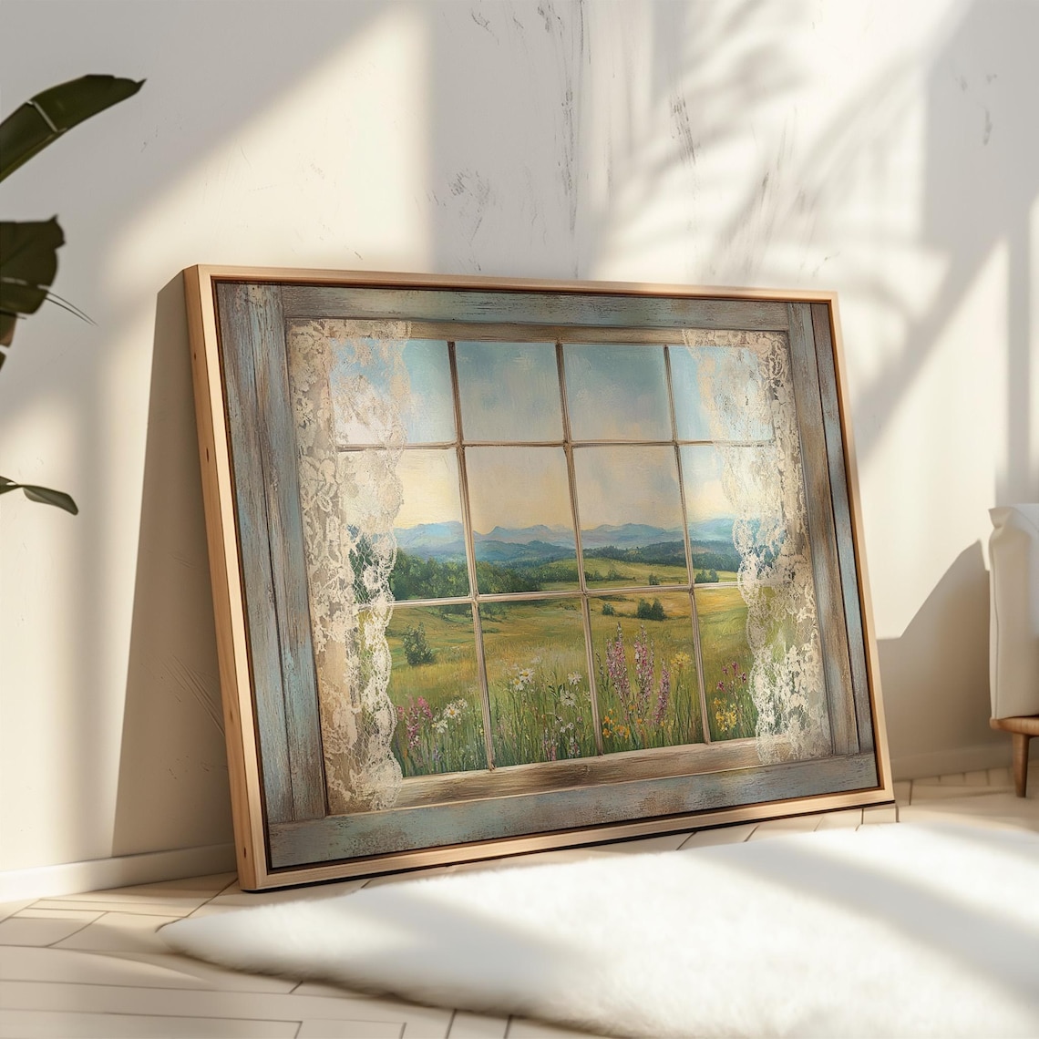 Rustic Window View Art Print, Countryside Landscape - Image 4