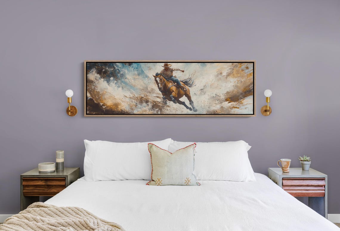 Charging Cowboy On Horse Wild West Rider Dust Panoramic Western Poster - Image 6