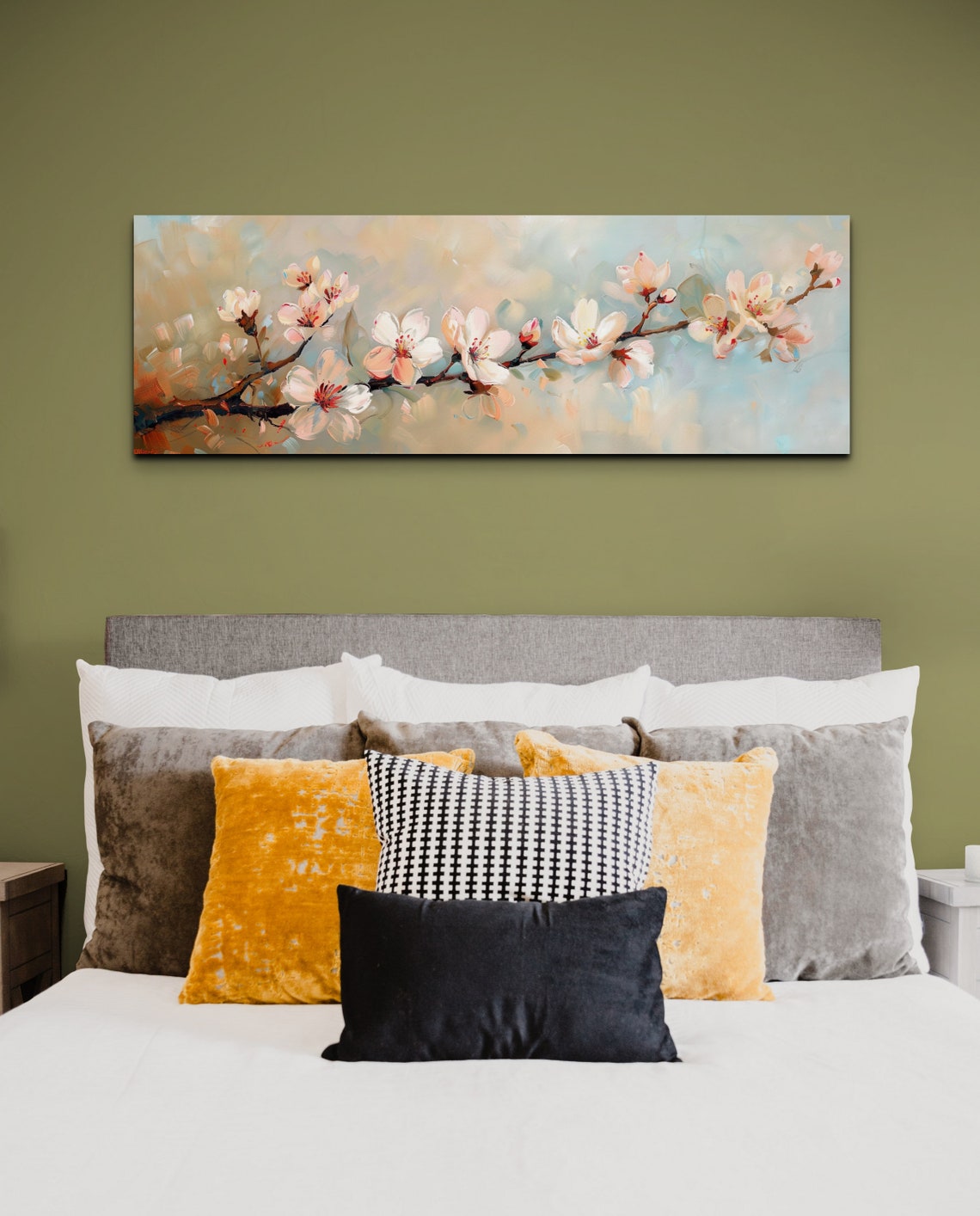 Delicate White Cherry Blossom Branch Impressionist Floral Art Poster - Image 3