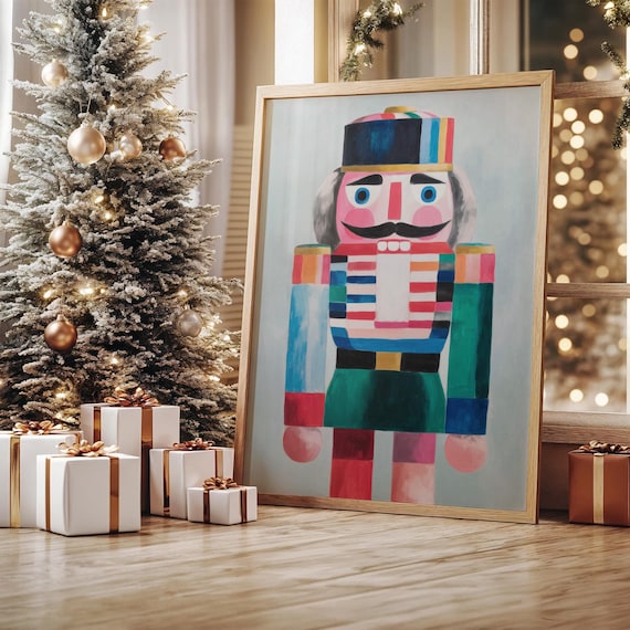 Modern Nutcracker Christmas Art Print