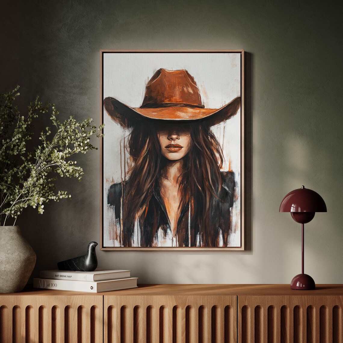 Rustic Cowgirl Portrait, Western Country Art Print - Image 2