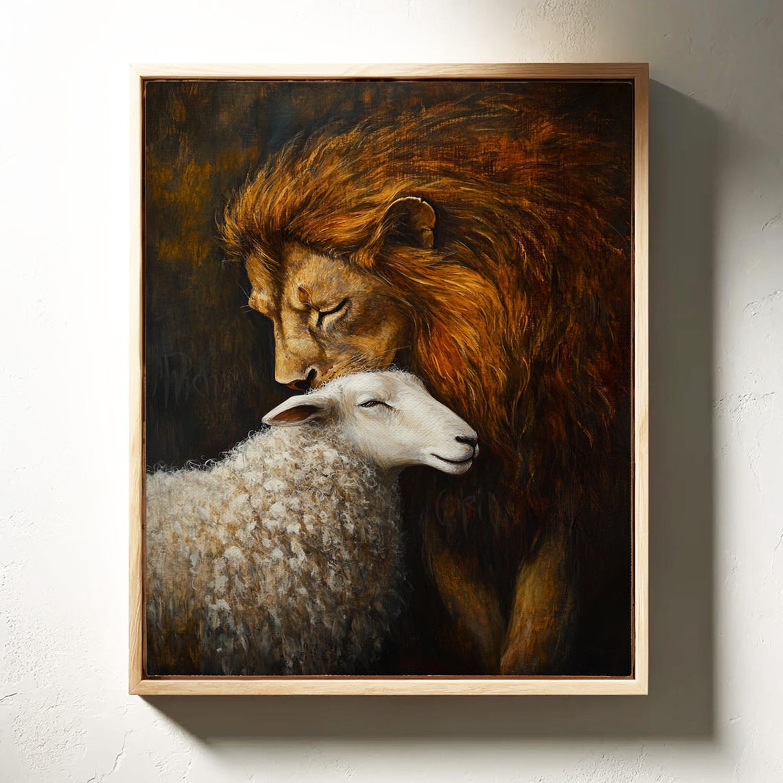 Lion And Lamb Serene Harmony Resting Together Christian Peace Poster - Image 4