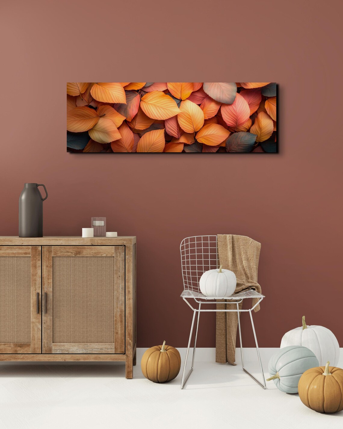 Fall Rustic Leaves Landscape Art, Halloween Decor - Image 6