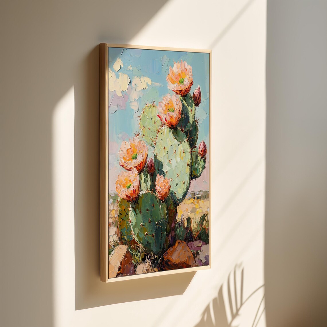Prickly Pear Desert Cactus Flower, Southwest Boho Art Print