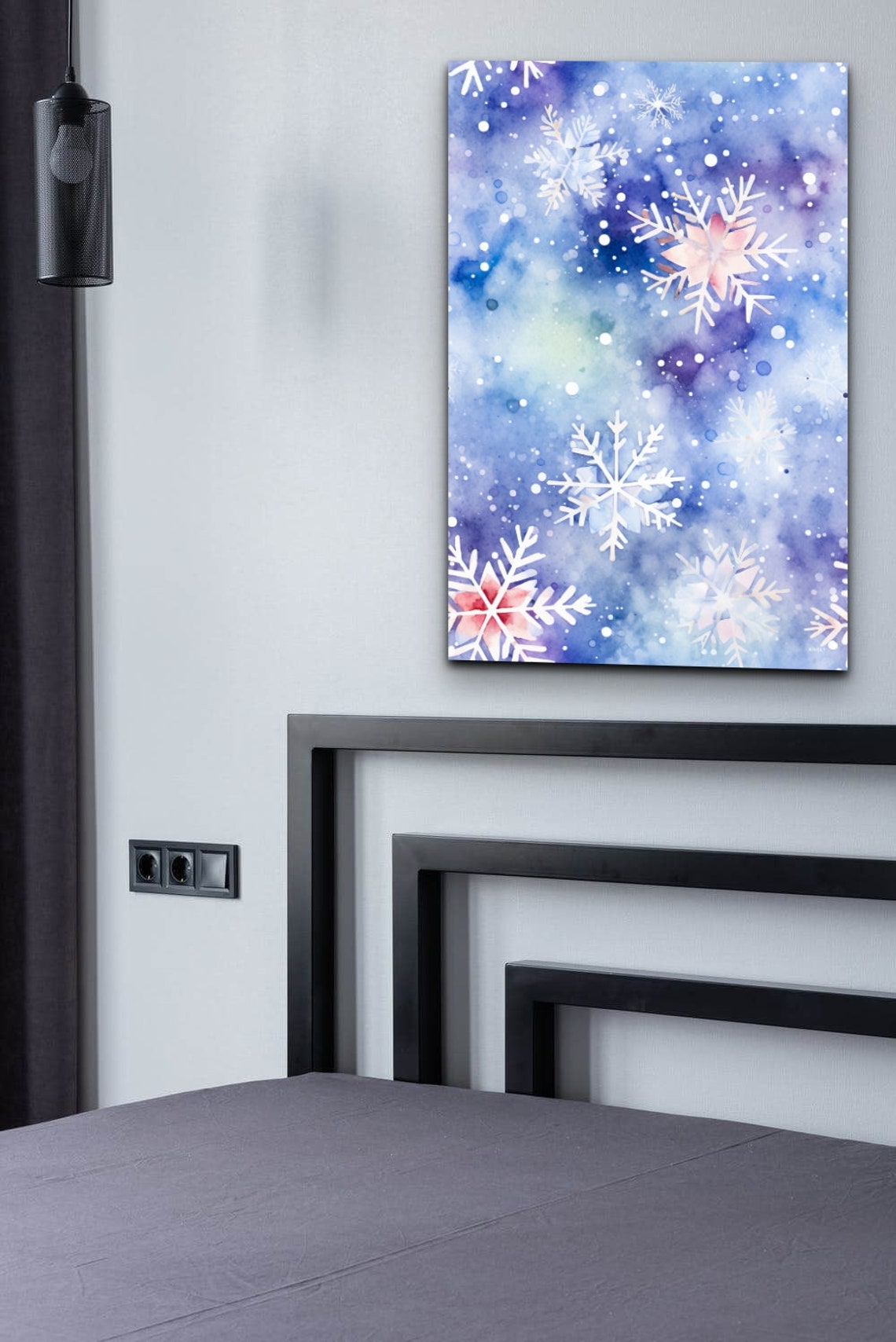 Watercolor Snowflakes On Blue Winter Wonderland Artwork Poster - Image 5