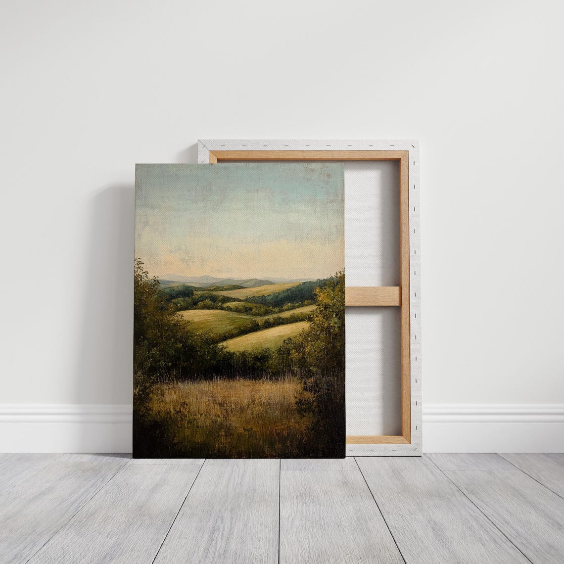 Sunlit Rolling Countryside Hills Dusk Landscape Painting Poster - Image 3